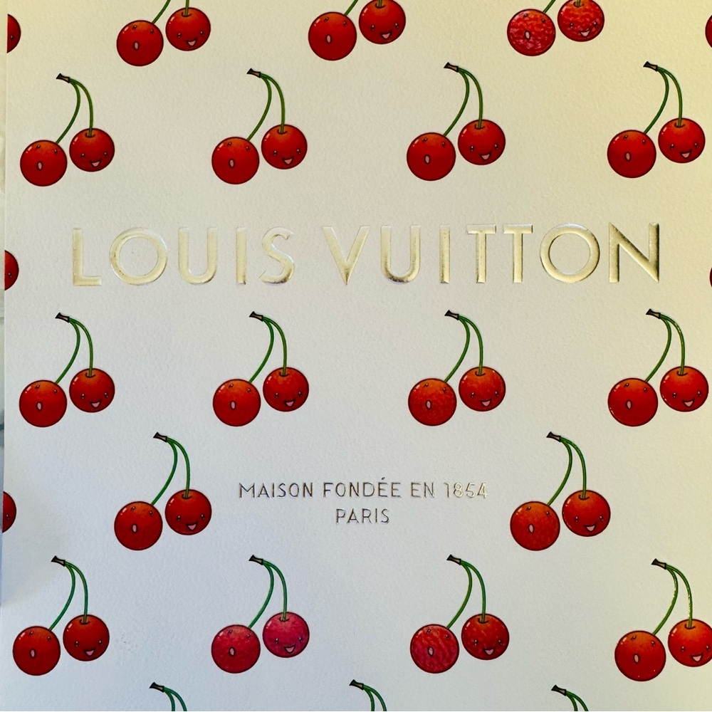 Louis Vuitton LV x TM Cherry Print packaging + stickers